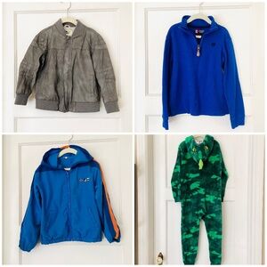 Boys 4ps Clothes Lot Size 5/6/7 Jackets 1/4 Zip Polo Dino Sleeper Gently Used